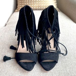 Zara black fringe stilettos. No longer in use